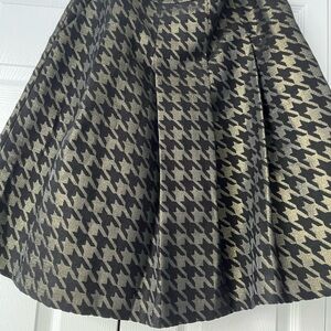 Ann Taylor Black and Gold Houndstooth Mini Skirt